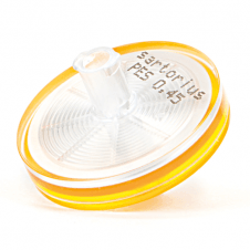 16537----------K Sartorius Minisart High Flow syringe filter sterile (ethylene oxide) 28mm diameter 0.45µm pore size polyethersulfone PES membrane with female luer lock inlet and male luer lock outlet