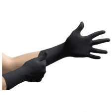 Microflex 93-862 MidKnight XTRA black nitrile long powder free disposable examination glove medium (size 7.5-8)