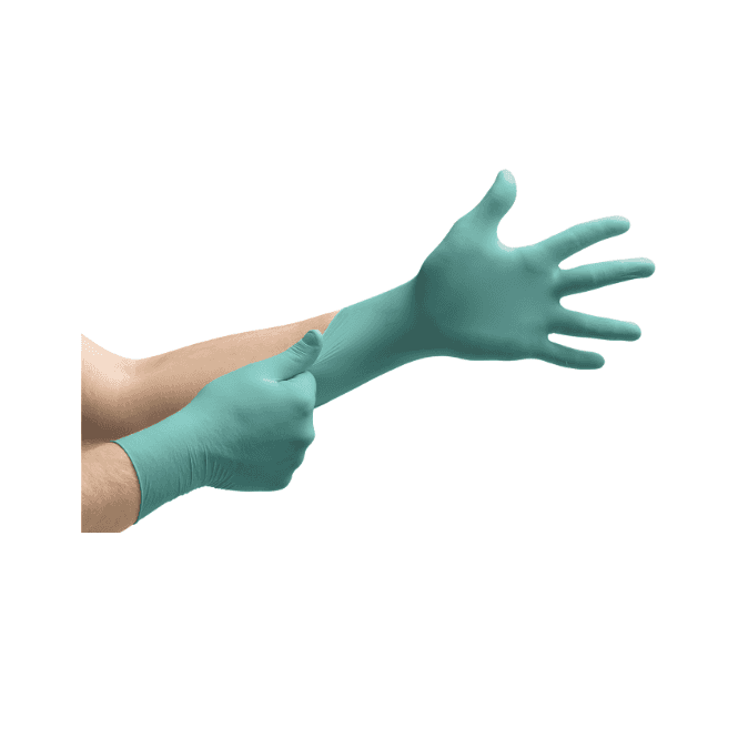 Ansell Microflex Neotouch 25-101 green neoprene powder free disposable examination glove medium (size 7.5-8)