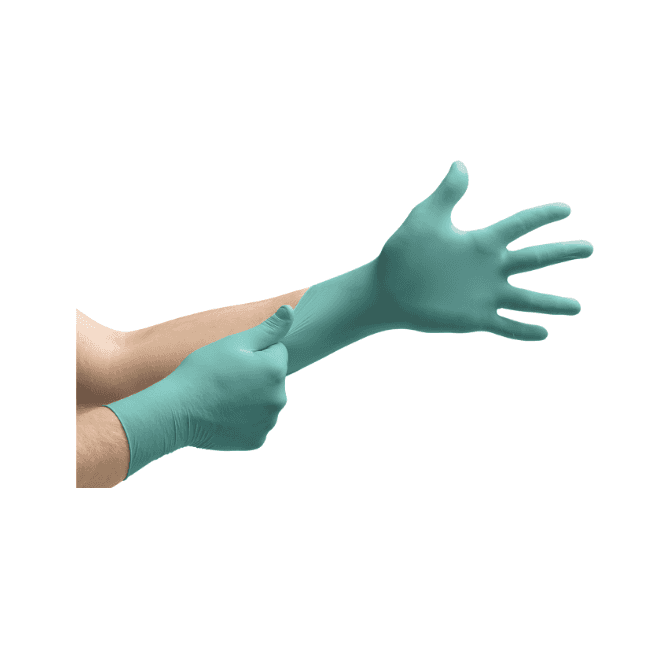 Ansell Microflex Neotouch 25-201 green neoprene extended cuff powder free disposable examination glove extra large (size 9.5-10)