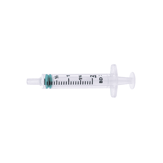 Becton Dickinson BD Emerald 307727 2ml concentric luer slip tip sterile disposable 3-piece hypodermic syringe