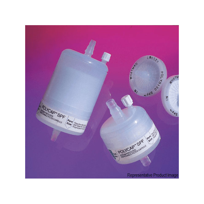 Cytiva Whatman 6705-3600 Polycap SPF 36 capsule filter triple layer 1um pore size 36mm glass microfiber GMF and polyethersulfone PES filter media with 1/4