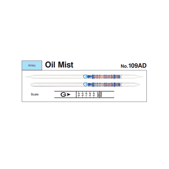 Gastec Airtec No. 109AD Oil Mist compressed breathing air detector tube 0.1 - 0.2 / 0.2 - 5.0 mg/m³