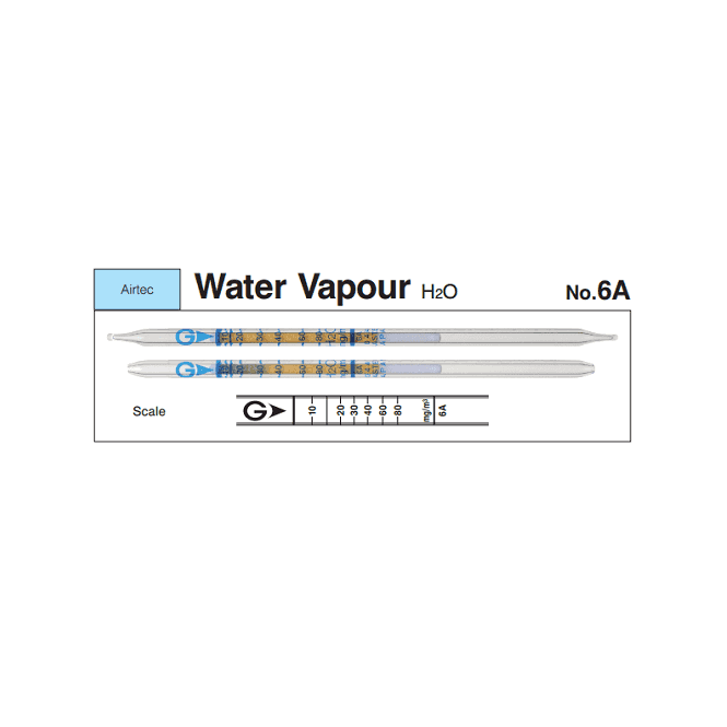 Gastec Airtec No. 6A Water Vapour compressed breathing air detector tube 10 - 80 mg/m³ H₂O