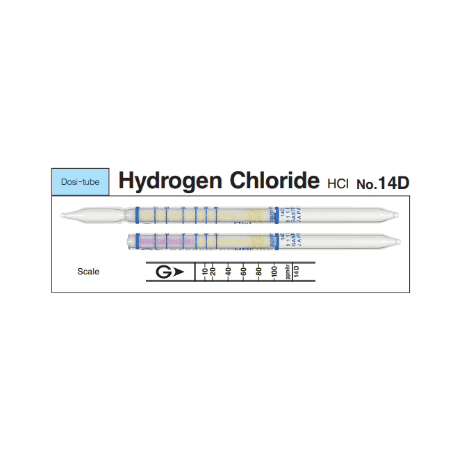 Gastec No. 14D Hydrogen Chloride Dosi-tube long term measurement gas detector tube 1 - 100 ppm HCl