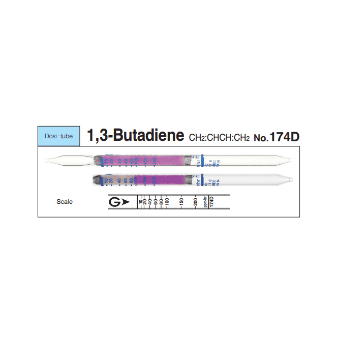 Gastec No. 174D 1,3-Butadiene Dosi-tube long term measurement gas detector tube 1.3 - 200 ppm CH2:CHCH:CH2
