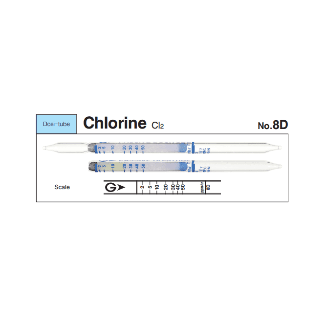 Gastec No. 8D Chlorine Dosi-tube long term measurement gas detector tube 0.08 - 100 ppm Cl2