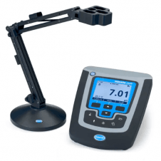 HQ440D Dual Input Multi-Parameter Meter with probe stand for laboratory benchtop pH, conductivity, optical dissolved oxygen, ORP, TDS and ISE