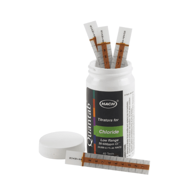 Hach Quantab Chloride low range water quality test strip 30 - 600 mg/L Cl⁻