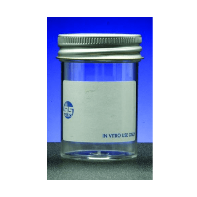 Scientific Laboratory Supplies SLS Select Container 60ml Polystyrene PS Aseptic With Metal Lid & Plain Label