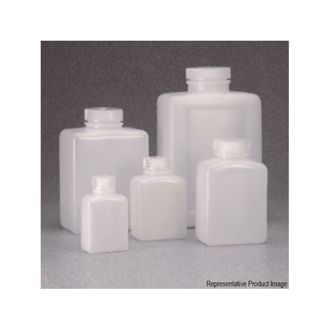 Thermo Scientific Nalgene 2007-0032 1L natural high density polyethylene (HDPE) wide mouth neck rectangular general purpose laboratory bottle with polypropylene (PP) screw cap closure