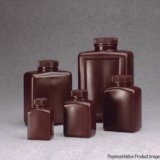 Nalgene 2009-0008 250ml amber high density polyethylene (HDPE) wide mouth neck rectangular general purpose laboratory bottle with polypropylene (PP) screw cap closure