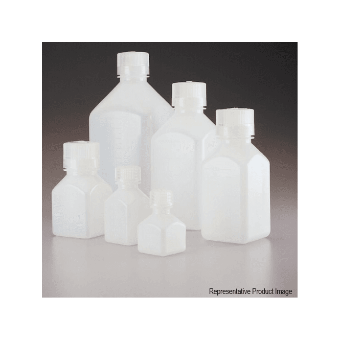 Thermo Scientific Nalgene 2018-0125 125ml natural high density polyethylene (HDPE) narrow mouth neck square graduated general purpose laboratory bottle with polypropylene (PP) screw cap closure