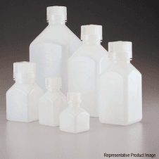 Nalgene 2018-0125 125ml natural high density polyethylene (HDPE) narrow mouth neck square graduated general purpose laboratory bottle with polypropylene (PP) screw cap closure