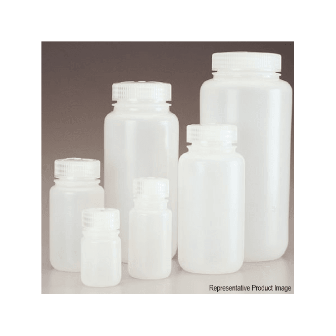 Thermo Scientific Nalgene 2104-0004 125ml natural high density polyethylene (HDPE) wide mouth neck round general purpose laboratory bottle with polypropylene (PP) screw cap closure