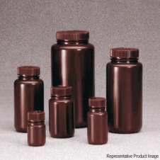 Nalgene 2106-0004 125ml amber high density polyethylene (HDPE) wide mouth neck round general purpose laboratory bottle with polypropylene (PP) screw cap closure
