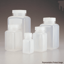 Nalgene 2110-0006 175ml natural polypropylene copolymer (PPCO) wide mouth neck square general purpose laboratory bottle with polypropylene (PP) screw cap closure
