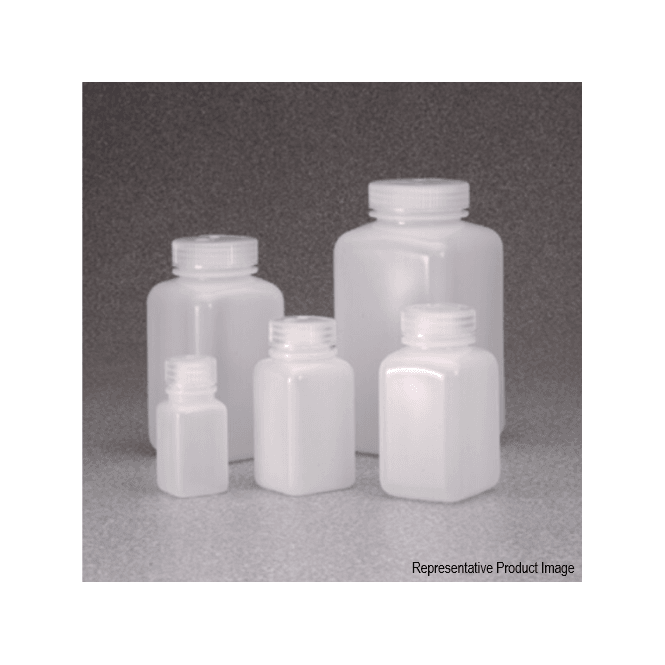 Thermo Scientific Nalgene 2114-0008 250ml natural high density polyethylene (HDPE) wide mouth neck square general purpose laboratory bottle with polypropylene (PP) screw cap closure