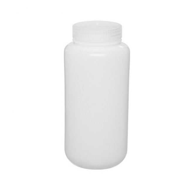 Thermo Scientific Nalgene round wide mouth natural translucent high density polyethylene HDPE laboratory bottle with leakproof screw cap 30ml capacity
